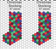 Load image into Gallery viewer, Christmas Mix Stocking  Kit, Makes 2, 1&quot; Hexagons, 200 pieces