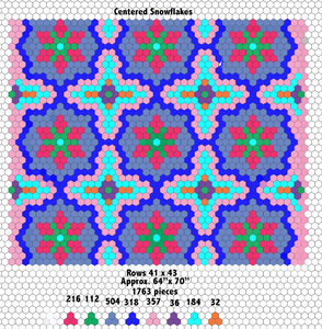 Silent Snowflakes 1" Hexagons 1800 piece, Throw Quilt Kit