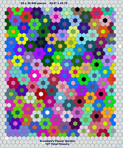 Saturday Night,  1" Hexagons Throw Quilt Kit, 950 pieces