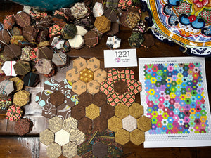 Antique Road Show  1" Hexagons Throw Quilt Kit, 950 pieces