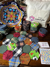 Load image into Gallery viewer, Plaid and Sports Baby Flannel, 1.5&quot; Hexagons 190 piece, Baby Quilt Kit