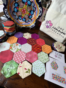 World of Blossoms,  1.5" Hexagon Comfort Quilt Kit, 125 pieces