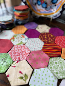 World of Blossoms,  1.5" Hexagon Comfort Quilt Kit, 125 pieces