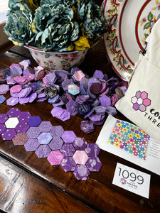 Days of Purple, 1" Hexagons 600 piece, Comfort Throw Quilt Kit