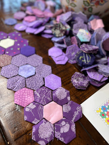 Days of Purple, 1" Hexagons 600 piece, Comfort Throw Quilt Kit