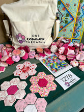 Load image into Gallery viewer, Pink Peonies,  1&quot; Hexagons Throw Quilt Kit, 950 pieces