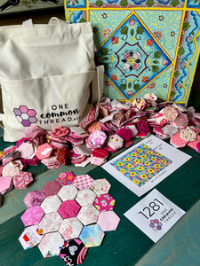 Paris in Pink, Comfort Flower and Scrap Garden, 1" Hexagon Comfort Quilt Kit, 620 pieces