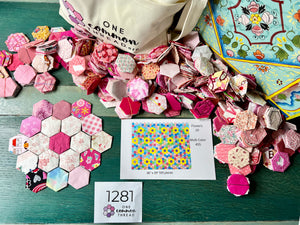 Paris in Pink, Comfort Flower and Scrap Garden, 1" Hexagon Comfort Quilt Kit, 620 pieces