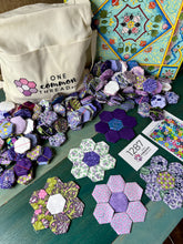Load image into Gallery viewer, Purple Rain,  1&quot; Hexagons Throw Quilt Kit, 950 pieces