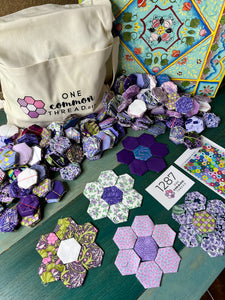 Purple Rain,  1" Hexagons Throw Quilt Kit, 950 pieces
