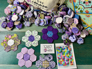 Purple Rain,  1" Hexagons Throw Quilt Kit, 950 pieces