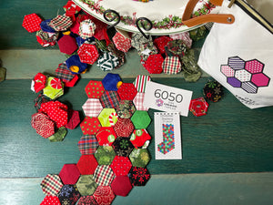 Scrappy Christmas Stocking, Makes 2, 1" Hexagons, 200 pieces