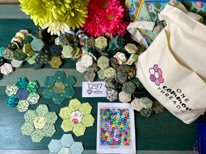 Spring Has Sprung Flower Garden,  1" hexagons Throw Quilt Kit, 950 pieces