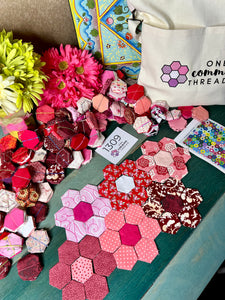 Don't Stop Believ'n,  1" hexagons Throw Quilt Kit, 950 pieces