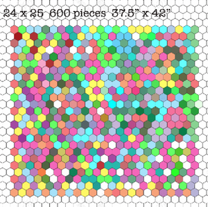 Bright Confetti, 1" Hexagons 620 piece Comfort Quilt Kit