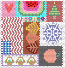 Load image into Gallery viewer, Holiday Quilt Spring Flowers Square and or Wall Hanging, 1&quot; Hexagons, 60 pieces