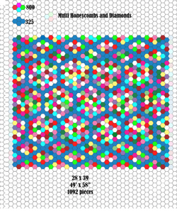 Jeweled Heirloom, 1" Hexagons 1150 piece, Throw Quilt Kit