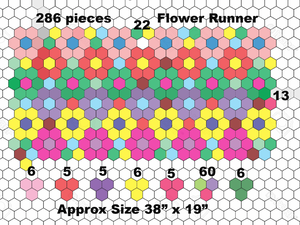 Rainbow Runner Blossoms, 1" Hexagon Table Runner Kit, 300 pieces